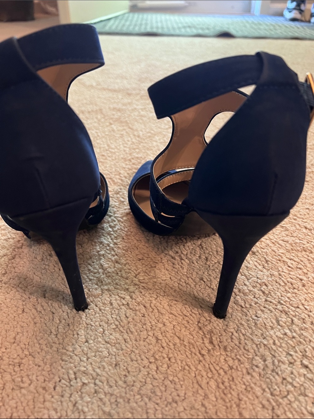 Bonnibel Navy Pointed-Toe Triple-Strap Heels - Picture 8 of 8